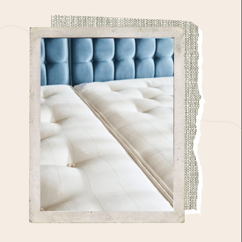 A polaroid-style photograph displaying a close up of the Sleepeezee Hotel Supreme 1400 mattress