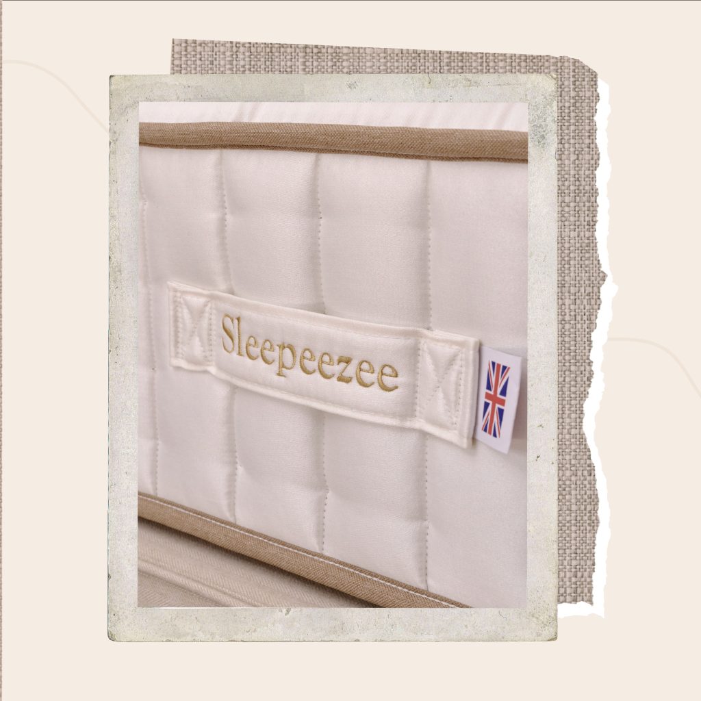 A close up shot of the Sleepeezee logo on a Centurial 01 mattress