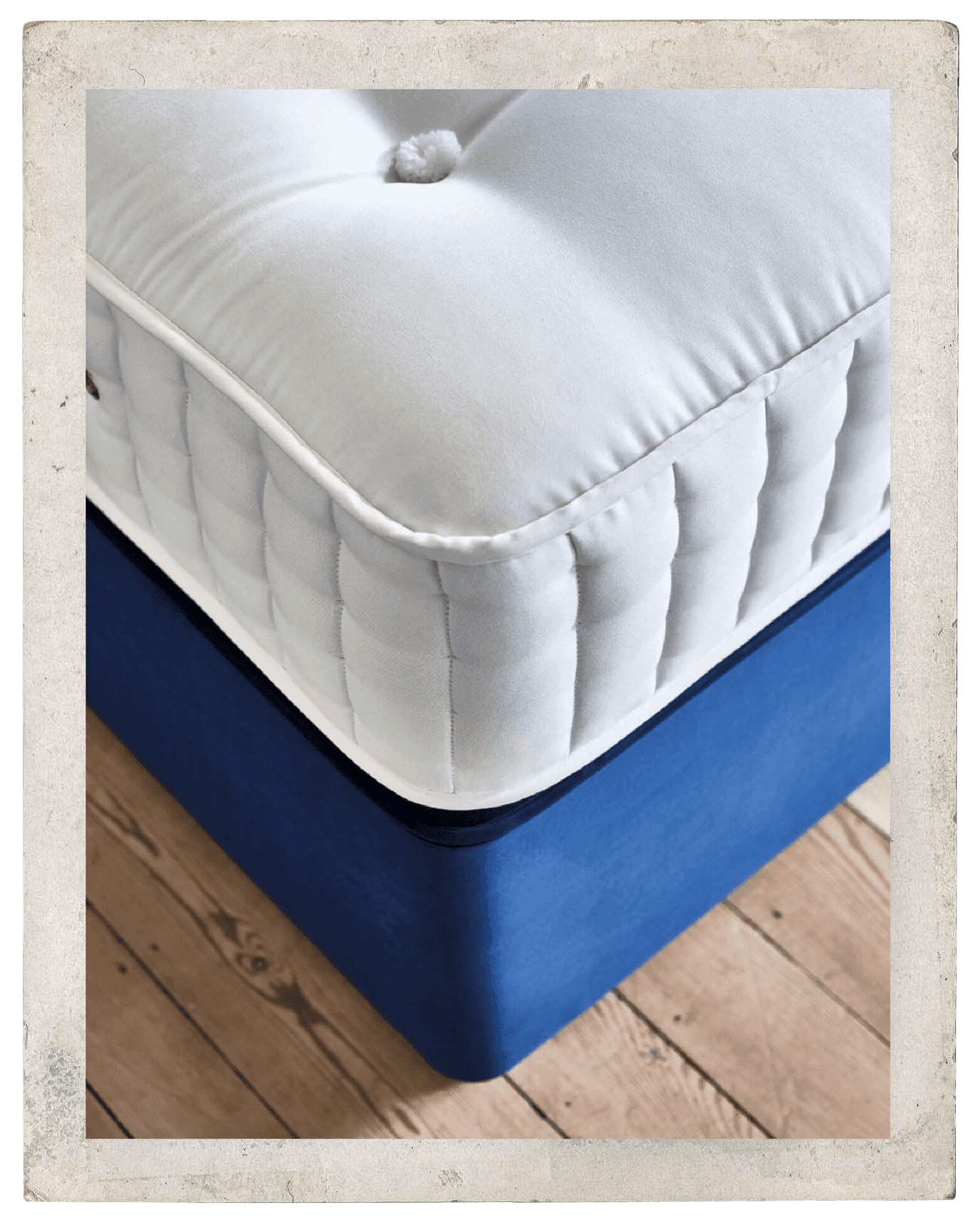 A close up shot of a bed corner